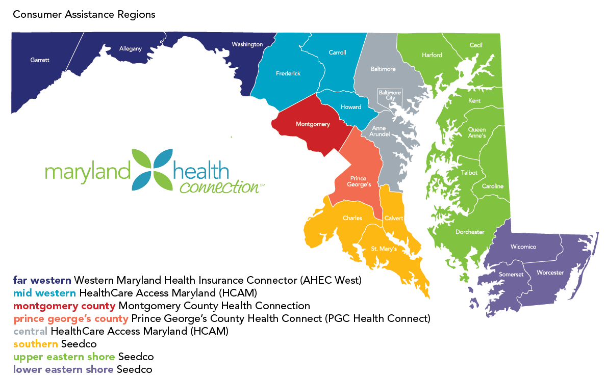 Maryland Map Maryland Health Connection Connector Entity Regions
